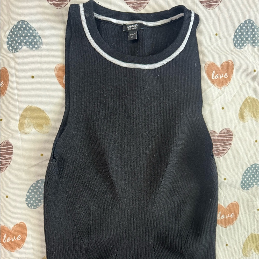 Black Sleeveless Top with White Trim